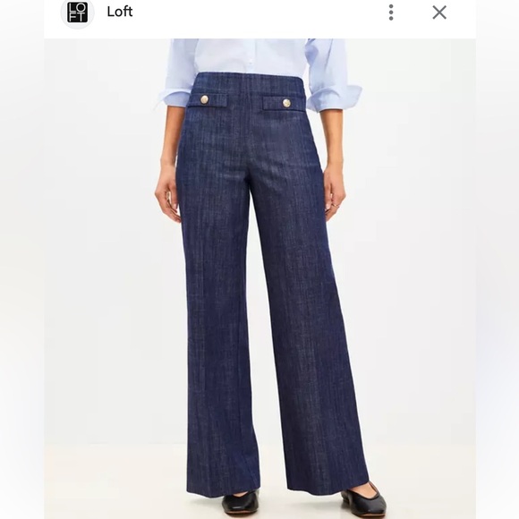 LOFT Denim - LOFT Blue Flare Wide Leg Jeans with Classic Stitching ZIZE 12 Petite